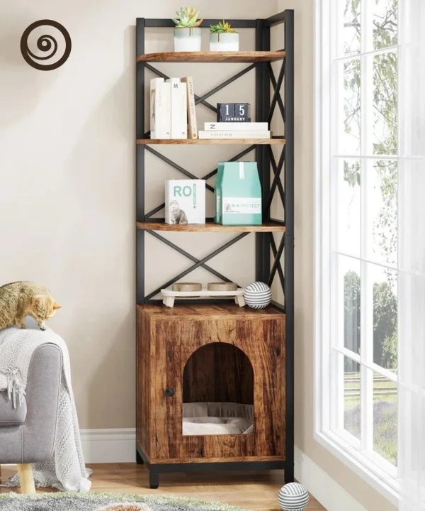 Oakly Rustic Industrial Cat House Bookshelf