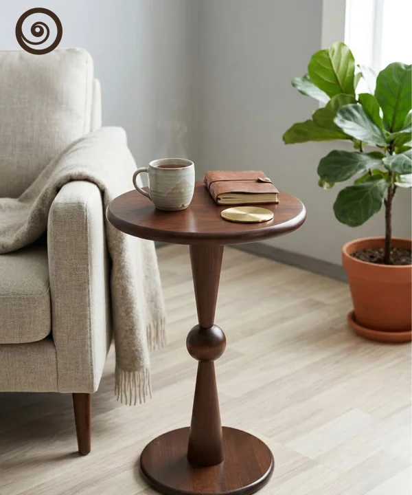 Sculptural Walnut Side Table