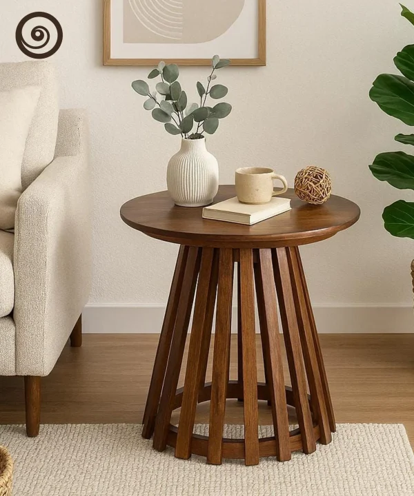 Aurelia Fluted-Base Round Accent Table