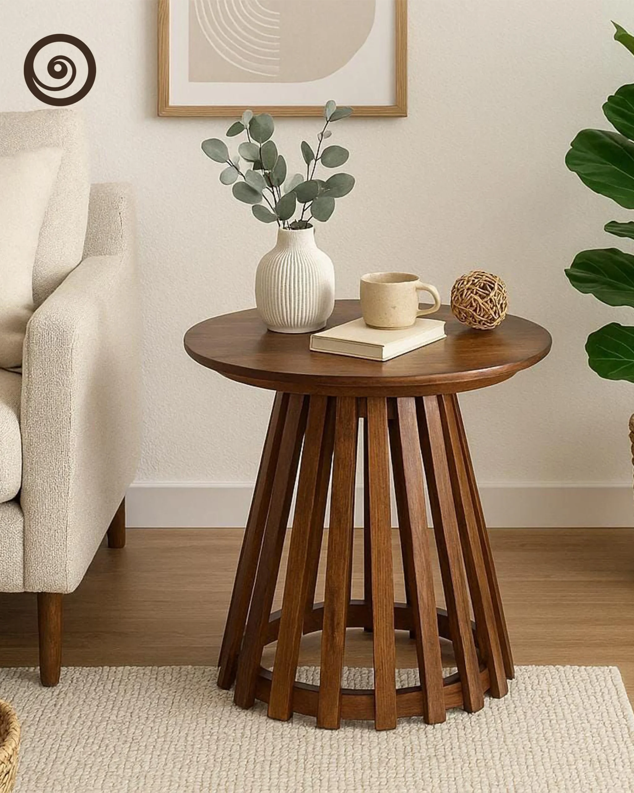 Aurelia Fluted-Base Round Accent Table