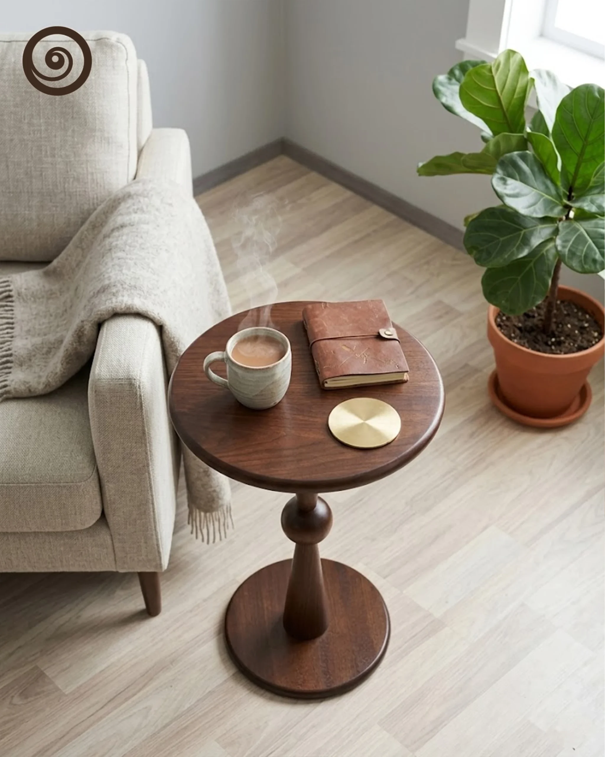 Sculptural Walnut Side Table - Image 2