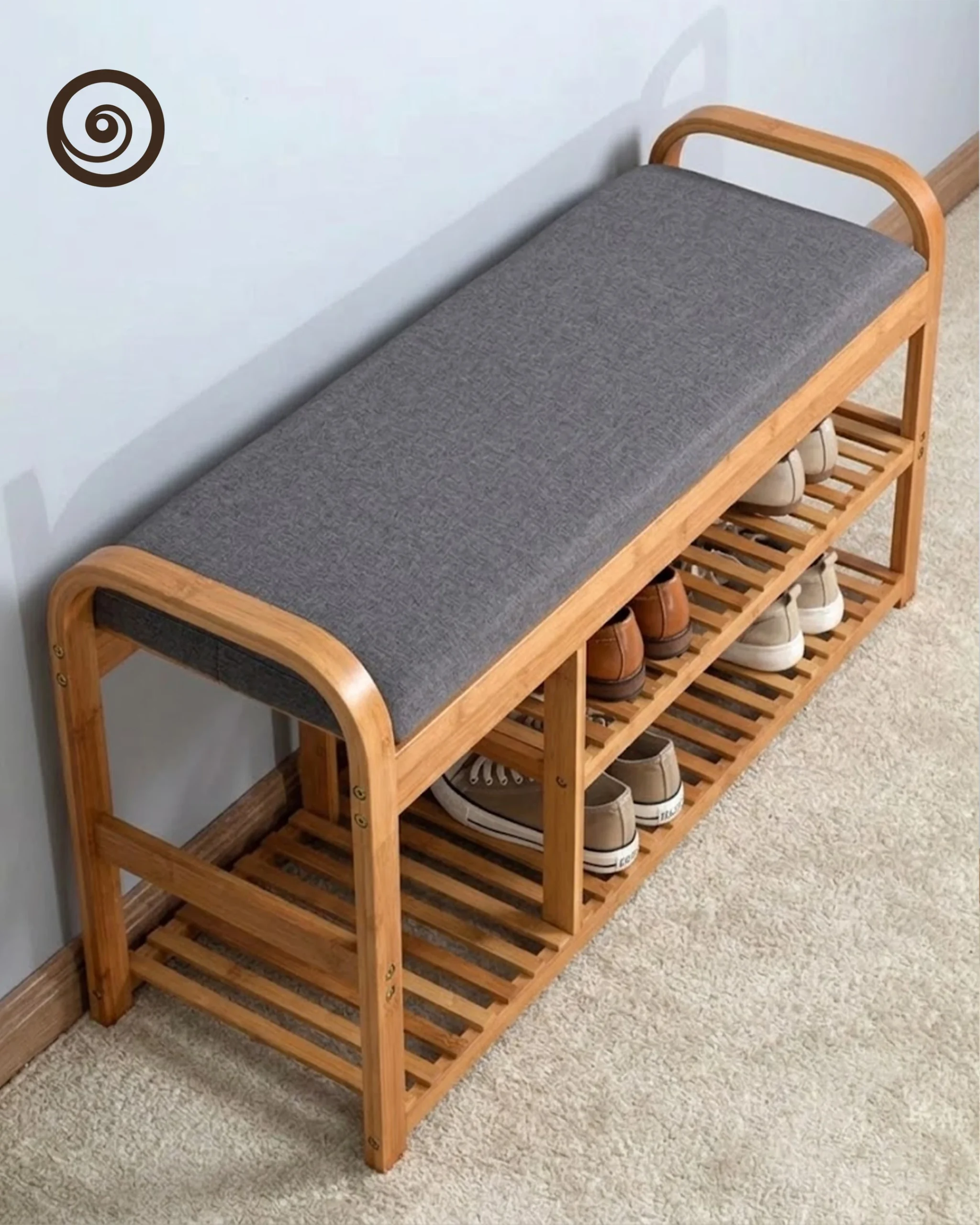 Shoe Rack Bench with Upholstered Seat - Image 2