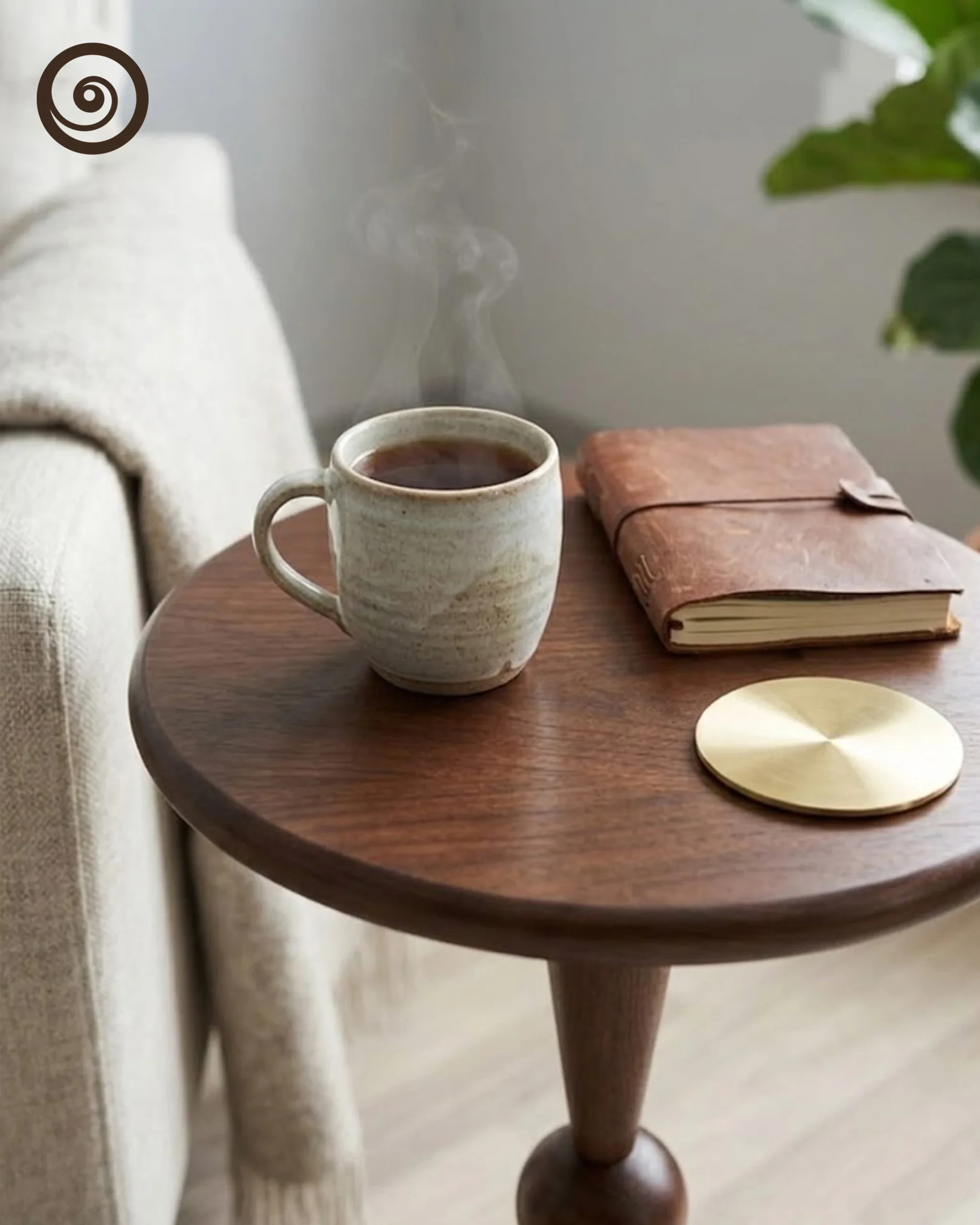 Sculptural Walnut Side Table - Image 4